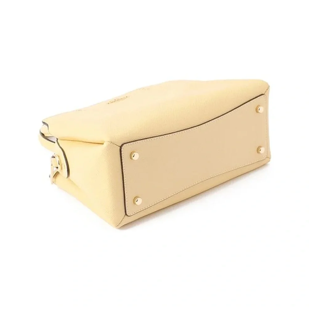 Coach Mini Lillie Carryall Shoulder Bag Crossgrain Leather Vanilla Cream Yellow - Picture 11 of 12